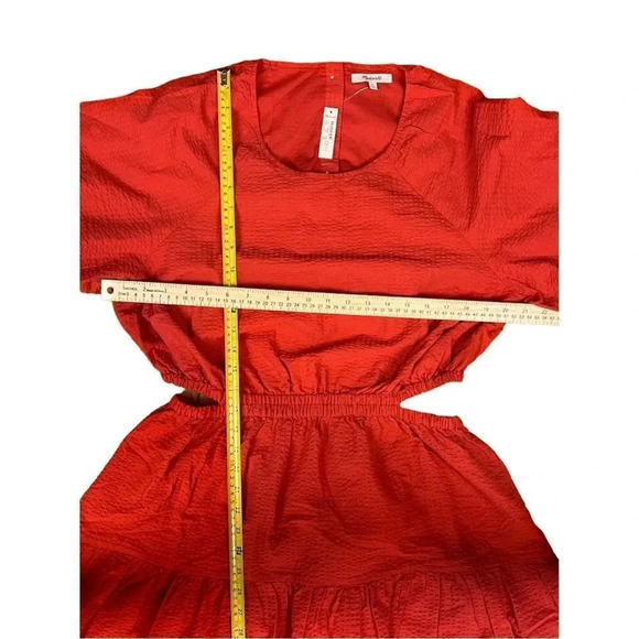 Madewell Seersucker Puff Sleeve Cutout Mini Dress Sz Xl New - Picture 13 of 16